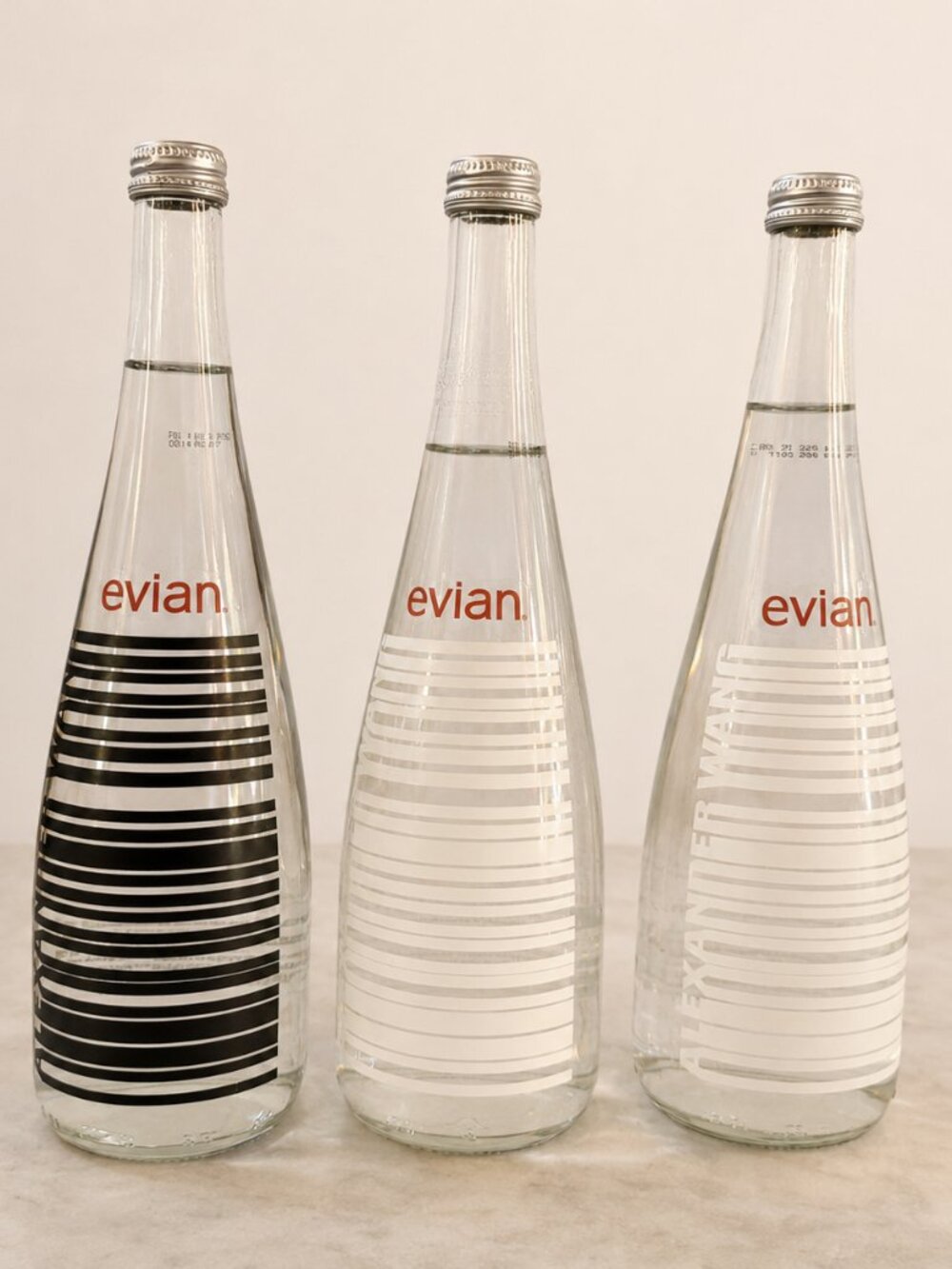 Evian x Alexander Wang Limited Edition Glass Bottle Set of 3
